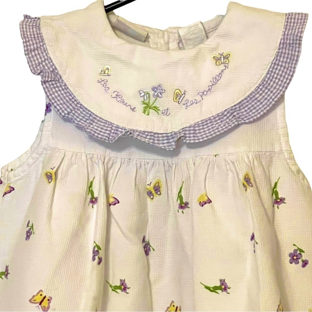b.t. kids Girls Lilac & White Embroidered Collar Flower and Butterfly Dress 5 - Picture 4 of 10